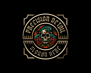 Poison Rose Skull logo design