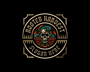 Poison Rose Skull logo design