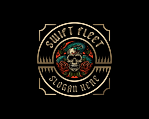 Poison Rose Skull logo design