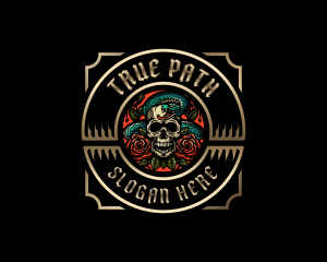 Poison Rose Skull logo design