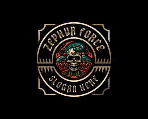 Poison Rose Skull logo design