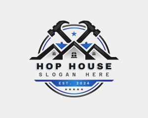 House Roofing Hammer logo design