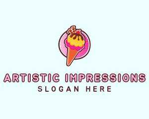 Frozen Yogurt Ice Cream  logo design