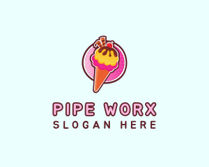 Frozen Yogurt Ice Cream  logo design