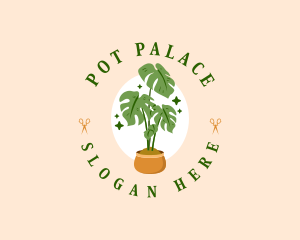 Potted Houseplant Gardening logo design