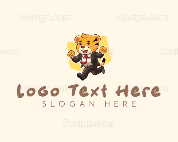 Running Businessman Tiger Logo