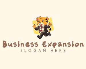 Running Businessman Tiger logo