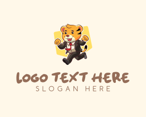 Running Businessman Tiger logo