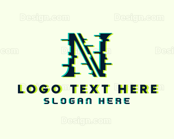Tech Glitch Letter N Logo