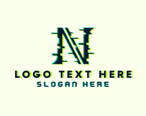 Tech Glitch Letter N logo