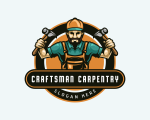 Carpenter Man Hammer logo design