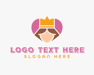 Pink Heart Queen Princess logo design