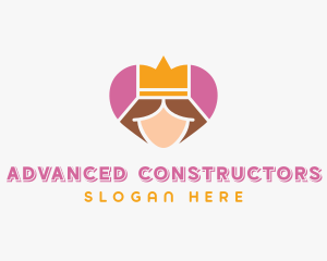 Pink Heart Queen Princess logo design