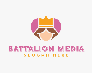 Pink Heart Queen Princess logo design