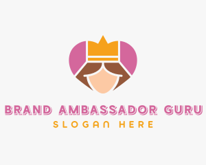 Pink Heart Queen Princess logo design