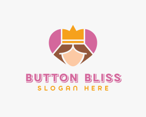 Pink Heart Queen Princess logo design