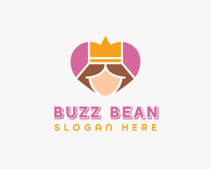 Pink Heart Queen Princess logo design