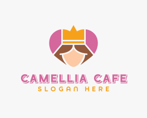 Pink Heart Queen Princess logo design