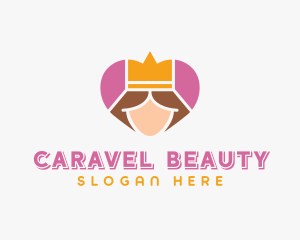 Pink Heart Queen Princess logo design