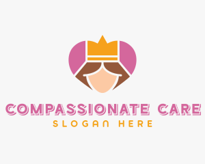 Pink Heart Queen Princess logo design