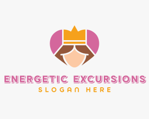 Pink Heart Queen Princess logo design