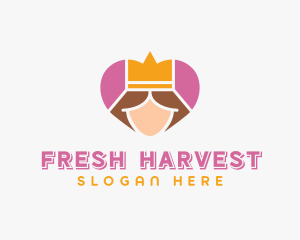 Pink Heart Queen Princess logo design