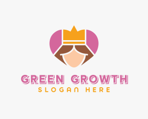 Pink Heart Queen Princess logo design