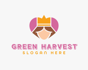 Pink Heart Queen Princess logo design