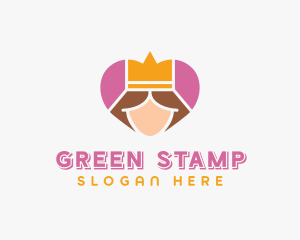 Pink Heart Queen Princess logo design