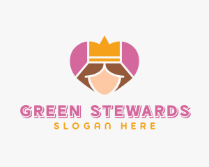 Pink Heart Queen Princess logo design