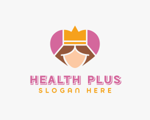 Pink Heart Queen Princess logo design