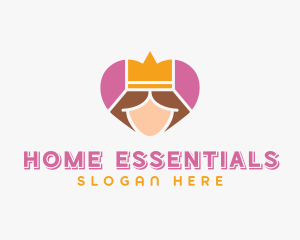 Pink Heart Queen Princess logo design