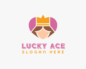 Pink Heart Queen Princess logo design