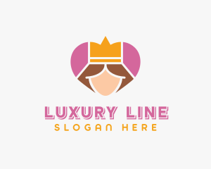 Pink Heart Queen Princess logo design