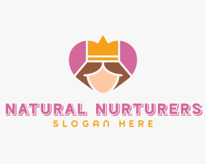 Pink Heart Queen Princess logo design