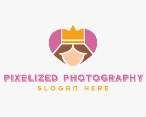 Pink Heart Queen Princess logo design