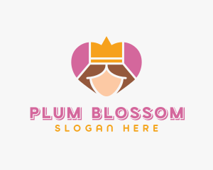 Pink Heart Queen Princess logo design