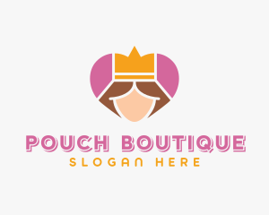 Pink Heart Queen Princess logo design