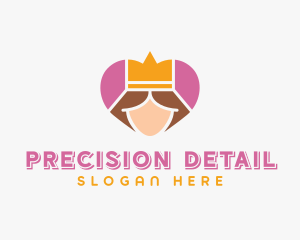 Pink Heart Queen Princess logo design