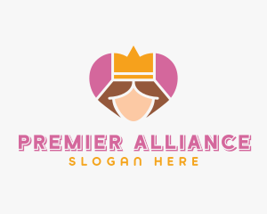 Pink Heart Queen Princess logo design