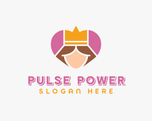 Pink Heart Queen Princess logo design