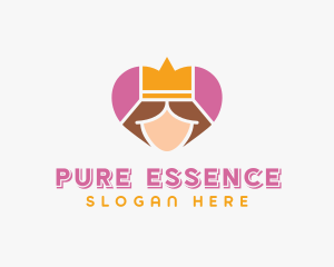 Pink Heart Queen Princess logo design