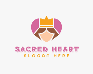 Pink Heart Queen Princess logo design