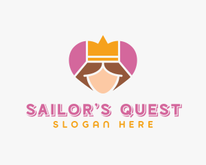 Pink Heart Queen Princess logo design