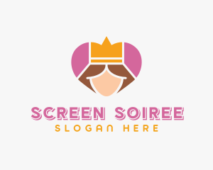 Pink Heart Queen Princess logo design