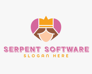 Pink Heart Queen Princess logo design