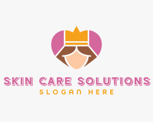 Pink Heart Queen Princess logo design