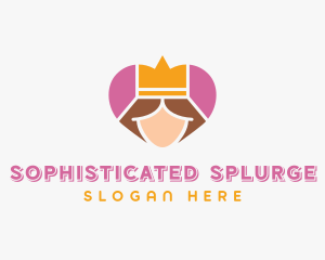 Pink Heart Queen Princess logo design