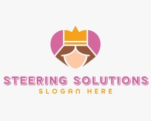 Pink Heart Queen Princess logo design