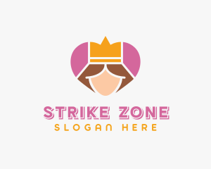 Pink Heart Queen Princess logo design